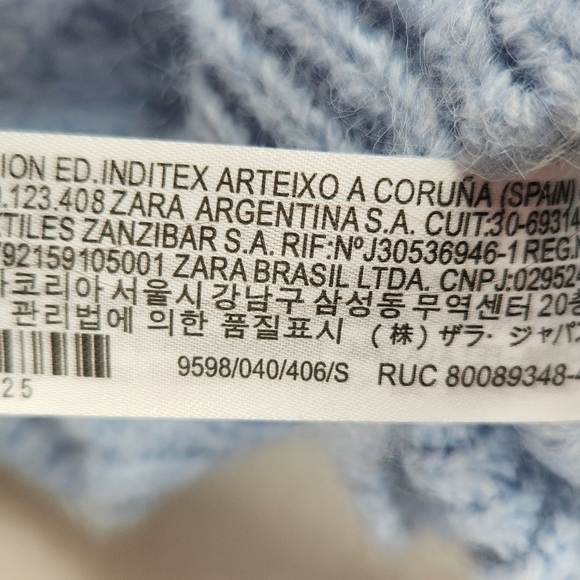 Zara Cable Knit Sweater Vest Preppy Cozy Wool Alpaca Blend Light Blue Small - Picture 13 of 13